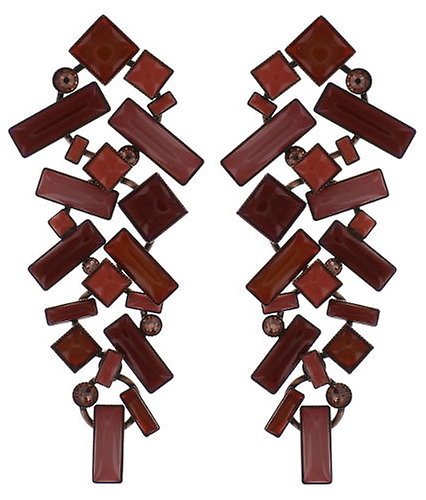 image for Earring Stud Dangling Shake to the Rhythm Pink / Brown  