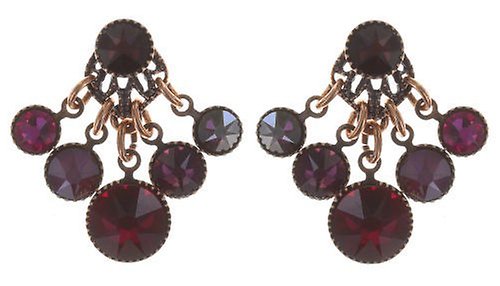 image for Earring stud dangling Waterfalls Red  