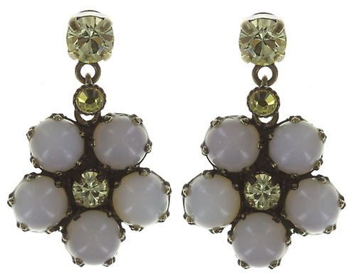 image for Earring Stud Dangling Twisted Flower White  