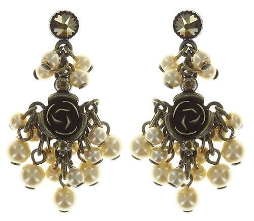 image pour Clou d'oreille pendant Indian Roses Beige  