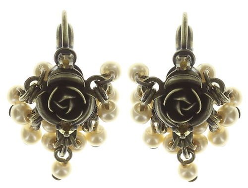 image for Earring eurowire dangling Indian Roses Beige  extra small