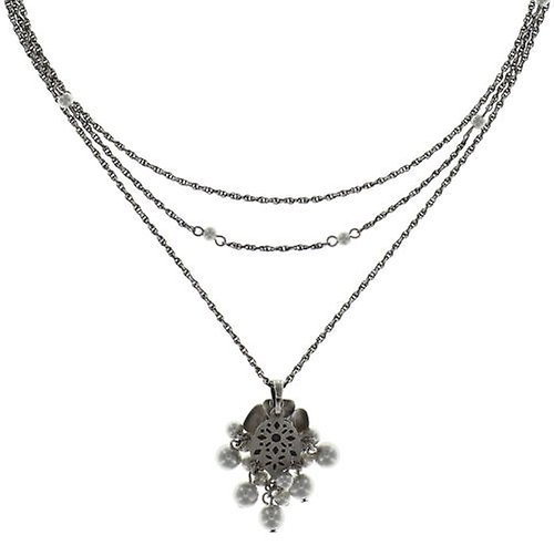 image for Necklace Pendant Indian Roses Grey  large