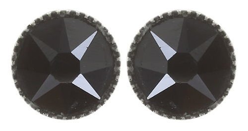 image for Earring Stud-Flat Black Jack Black jet hematite SS 34