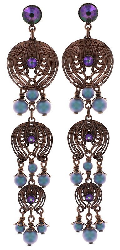 image for Earring Stud Dangling Water Blossom Blue / Green  