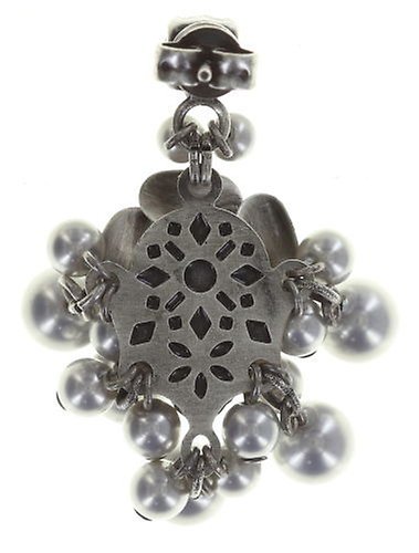 image for Earring Stud Dangling Indian Roses Grey  large