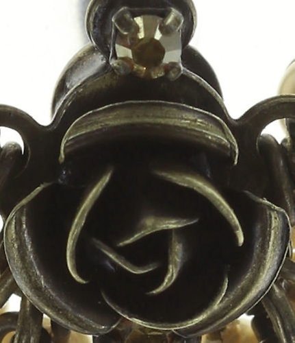 image for Earring eurowire dangling Indian Roses Beige  extra small