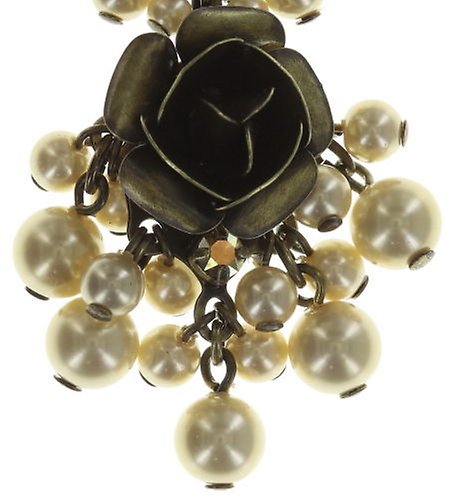 image for Earring Stud Dangling Indian Roses Beige  large, medium, extra small