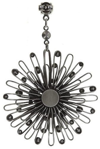 Bild für Ohrstecker baumelnd Distel Schwarz  groß