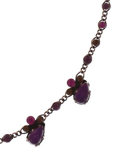 image for Necklace Flower Zumzum dark rose/ brown  