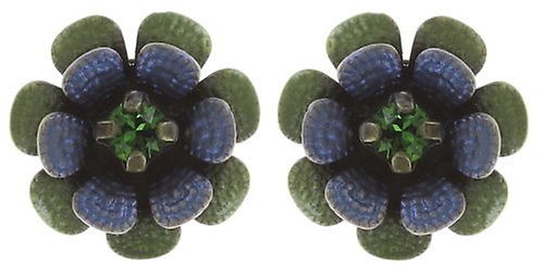 image for Earring Stud Mille Fleurs Blue / Green  