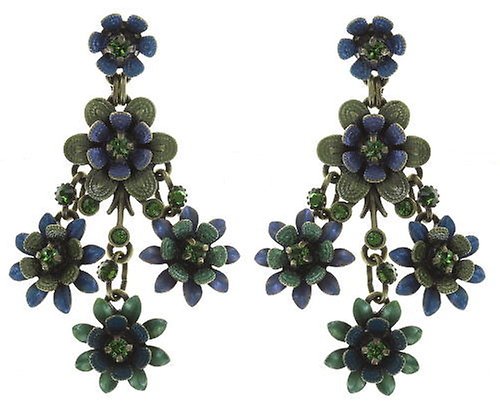 Bild für Ohrstecker baumelnd Mille Fleurs Blau / Grün  