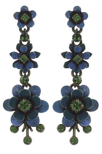 Bild für Ohrstecker baumelnd Mille Fleurs Blau / Grün  