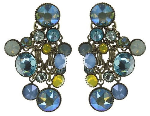 image for Earring stud dangling Waterfalls Blue / Green / Yellow  