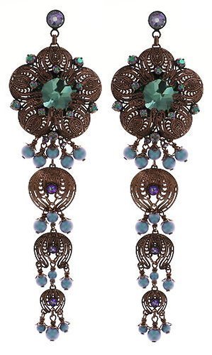 Bild für Ohrstecker baumelnd Water Blossom Blau / Grün  Größe M