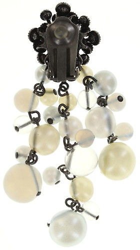 image for Earring clip dangling Caviar de Luxe White  10 mm