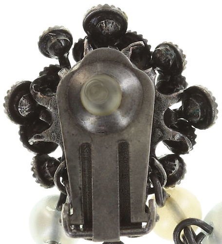 image pour Boucle d'oreille Clip pendante Caviar de Luxe Blanc  10 mm