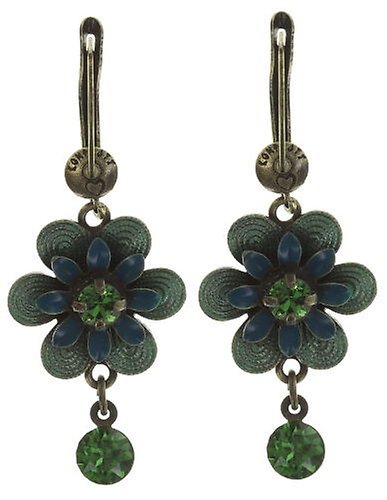 image pour Boucles d'oreilles pendantes Mille Fleurs Bleu / Vert  