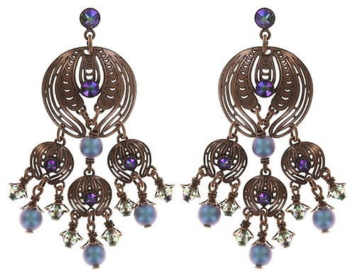 image for Earring Stud Dangling Water Blossom Blue / Green  