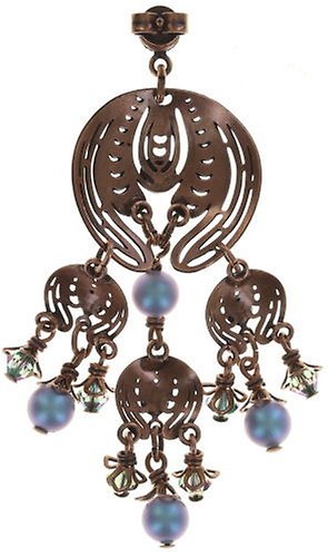 image for Earring Stud Dangling Water Blossom Blue / Green  