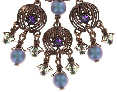 image for Earring Stud Dangling Water Blossom Blue / Green  