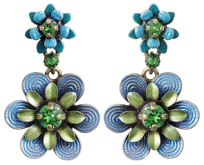 image pour Clou d'oreille pendant Mille Fleurs Bleu / Vert  
