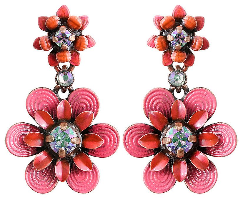 Bild für Ohrstecker baumelnd Mille Fleurs Rot / Orange  