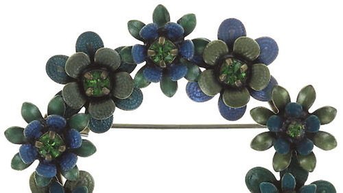 image for Brooch Mille Fleurs Blue / Green  