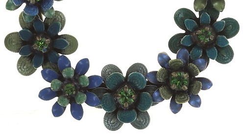 Bild für Brosche Mille Fleurs Blau / Grün  