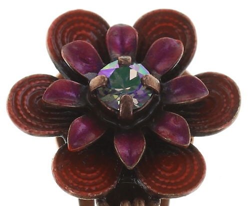 image pour Boucle d'oreille Clip pendante Mille Fleurs Rouge / Orange  