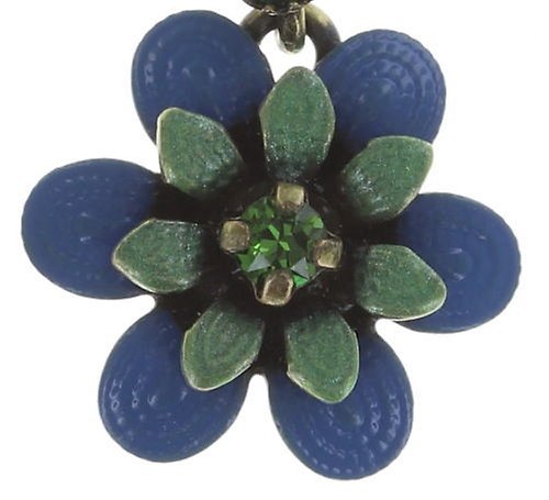 image for Earring stud dangling Mille Fleurs Blue / Green  