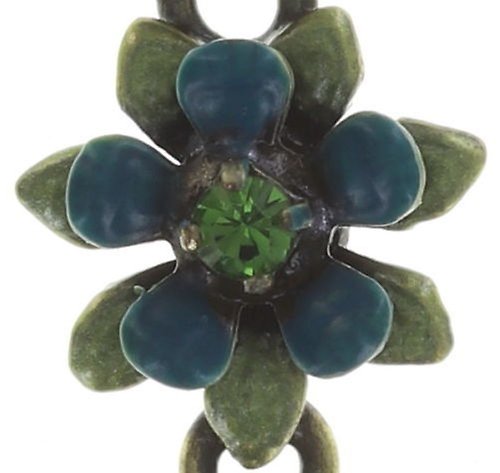 image for Earring stud dangling Mille Fleurs Blue / Green  