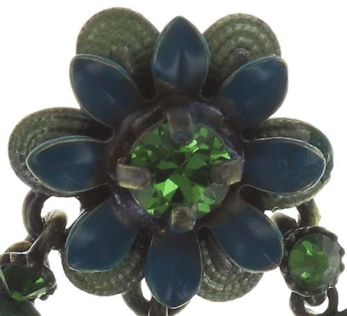 image pour Clou d'oreille pendant Mille Fleurs Bleu / Vert  