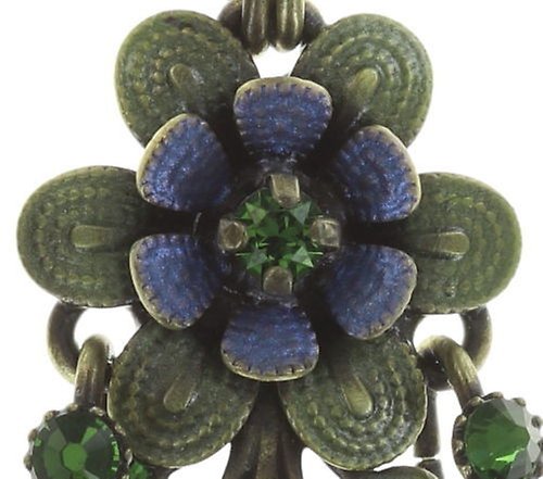 image pour Clou d'oreille pendant Mille Fleurs Bleu / Vert  