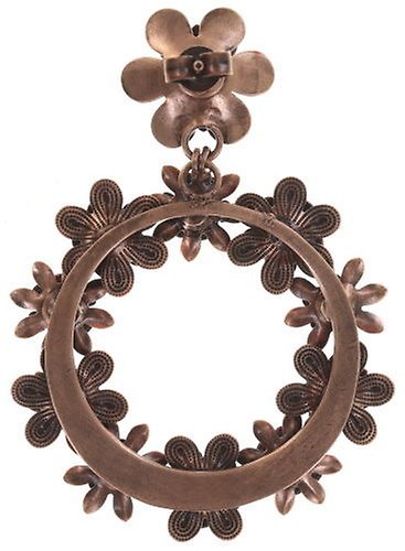 image pour Clou d'oreille pendant Mille Fleurs Rouge / Orange  