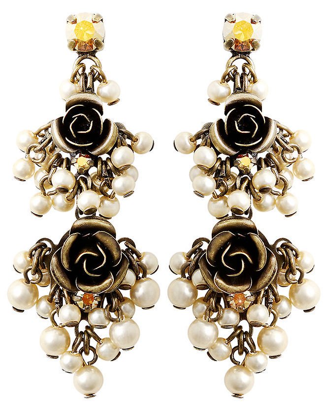 image pour Clou d'oreille pendant Indian Roses Beige  medium, small