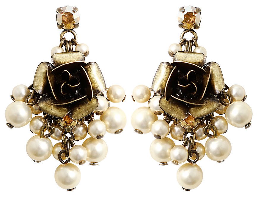 Kép Earring stud dangling Indian Roses Beige  large