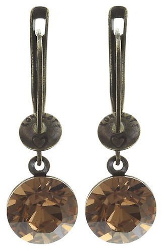 image for Earring Dangling Black Jack Beige light smoked topaz SS 39
