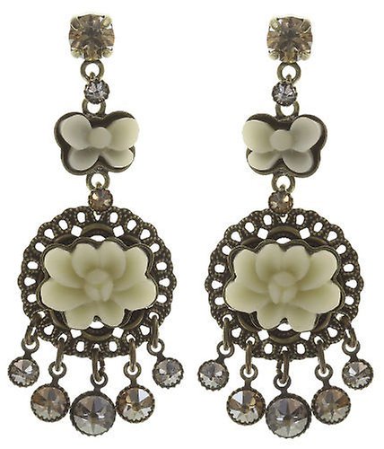 image pour Clou d'oreille pendant Macaron Beige / Blanc  size XS