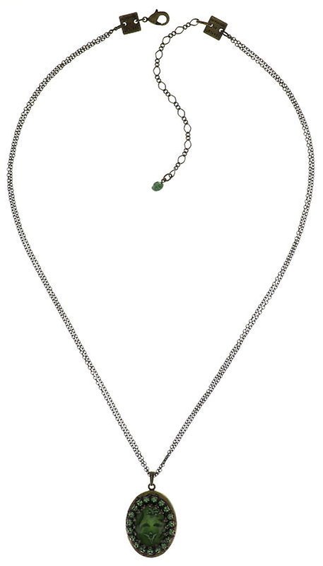 image for Necklace Pendant Chinoiserie green  