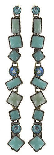 image for Earring Stud Dangling Jumping Baguette Blue  