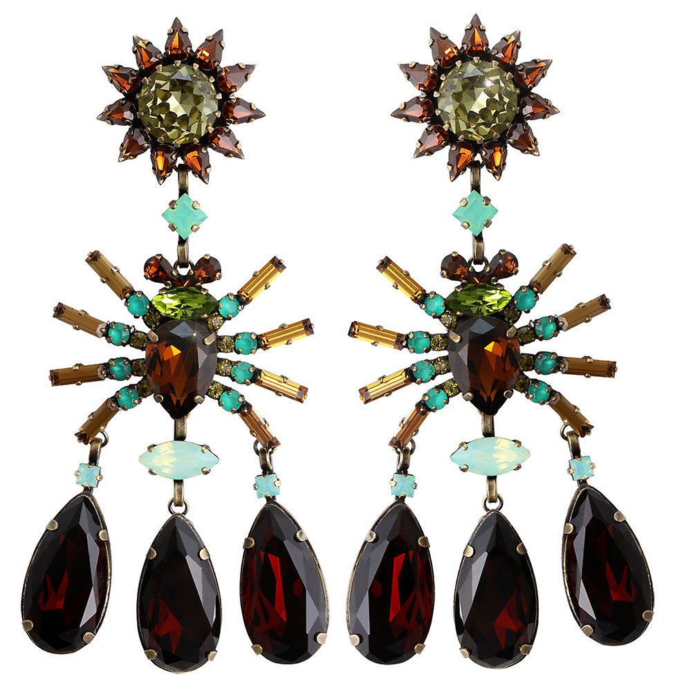 image pour Boucle d'oreille Clip pendante Spider Daisy - Daisy Spider Marron / Vert  