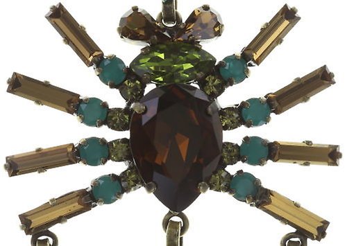 image for Earring Clip Dangling Spider Daisy - Daisy Spider Brown / Green  