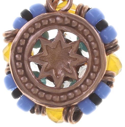 image for Earring Stud Dangling Beat of the Beads Blue / Brown  