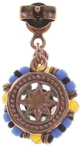 image for Earring Stud Dangling Beat of the Beads Blue / Brown  