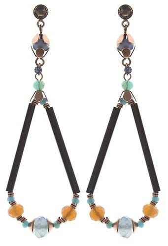 image pour Clou d'oreille pendant Beat of the Beads Bleu / Marron  