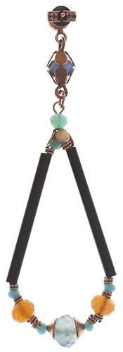 image for Earring Stud Dangling Beat of the Beads Blue / Brown  