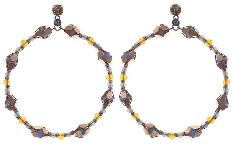 image for Earring Stud Dangling Beat of the Beads Blue / Brown  