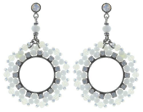 image for Earring stud dangling Beat of the Beads White  