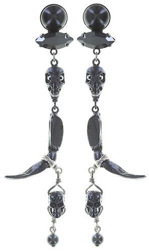 image for Earring Stud Dangling Spell on You Gun Metal / Lt. Antique Silver  