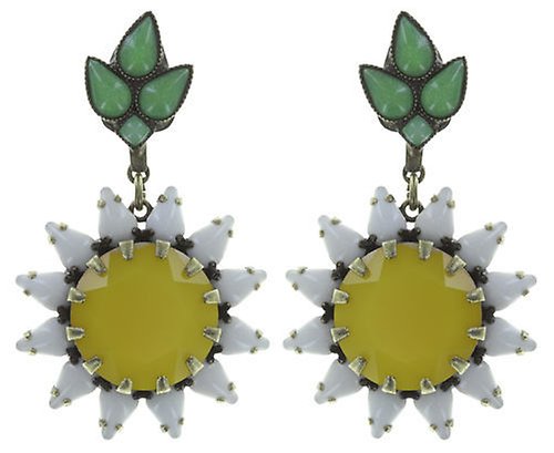 Bild für Ohrstecker baumelnd Sunflower Gelb / Weiß / Grün  Größe XL